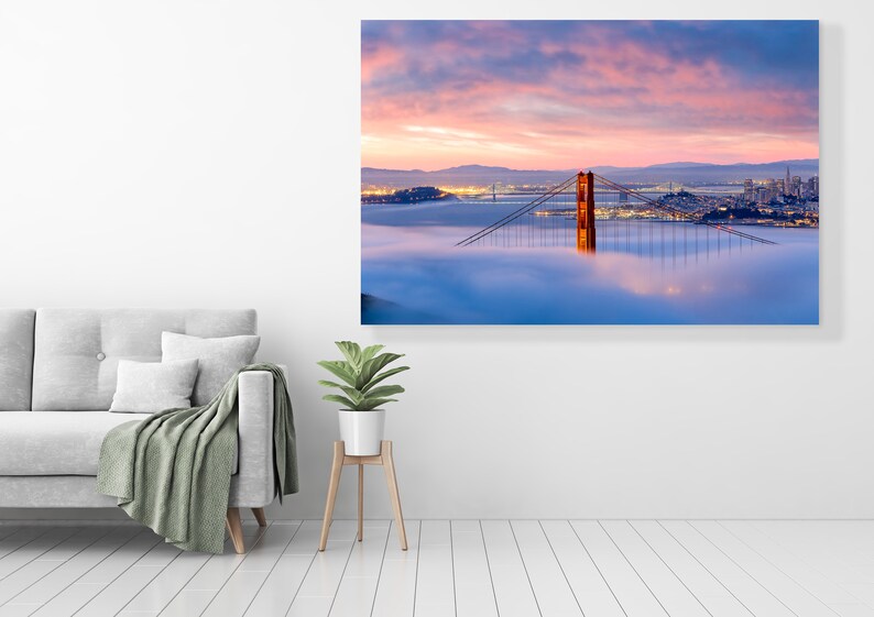 San Francisco Canvas Print, San Francisco Canvas Art, San Francisco Golden Gate Bridge Canvas Wall Art, Large Wall Art San Francisco Photo Bild 3