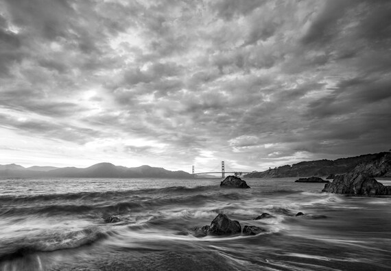 Noir Et Blanc San Francisco Photo Coucher De Soleil Golden Etsy