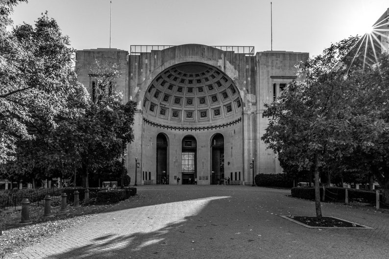 Arte fotográfico de Buckeyes en blanco y negro Impresión del estadio de fútbol de la Universidad Estatal de Ohio Buckeyes del estado de Ohio Lámina artística en blanco y negro imagen 5