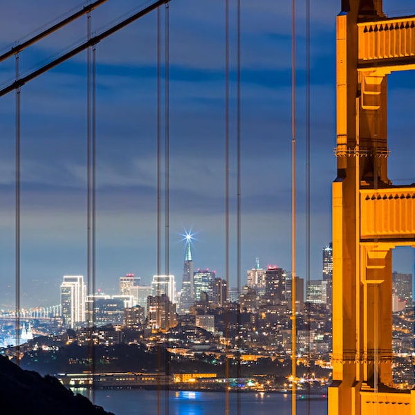 Luzes de inverno da Ponte Golden Gate Foto: Impressão da Baía de São Francisco