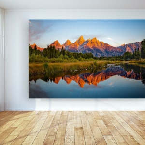 Grand Teton National Park Large Wall Art, Sunrise Mountain Photo, Wyoming Mountains Photo Print Art, National Park Print, Mountain Poster image 1