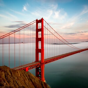 Stampa Golden Gate Bridge nella bellissima nebbia di San Francisco al tramonto Bay Area Art Sunset Photo California Home Art and Decor Bridge Fog immagine 4