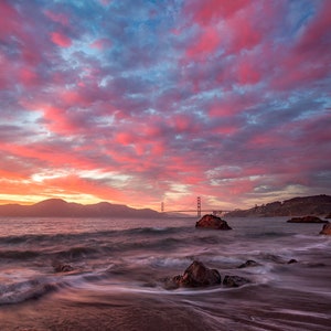 San Francisco Sunset Photo - Golden Gate Bridge Print - California Art of the Golden Gate Bridge in San Fran at Sunset - Christmas Gift