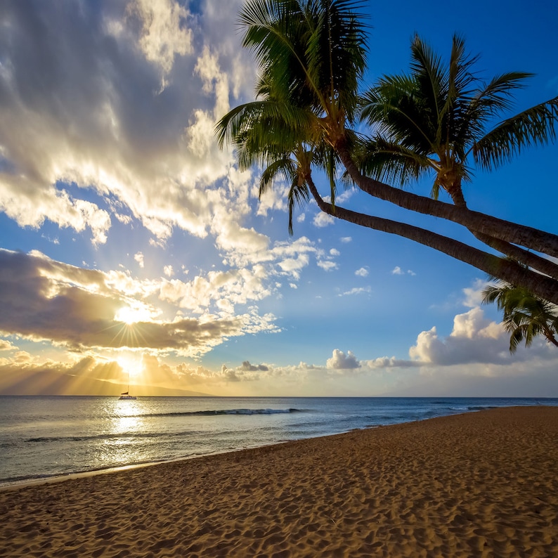 Maui Hawaii Sunset Photo Beautiful Paradise Beach Photograph From the 