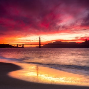 San Francisco Photograph of the Golden Gate Bridge at Sunset - Beautiful San Francisco Bay Photo for Home Decor Wall Art - California Print