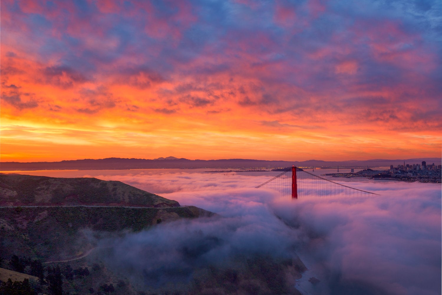 San Francisco Art Photo of the Golden Gate Bridge With Fog at