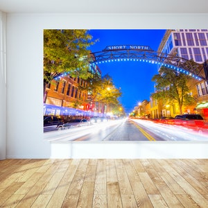 Ohio Canvas Art - Columbus Ohio Short North Canvas Night Print - Long Exposure Time Lapse Photograph Print of busy High Street by Ohio State
