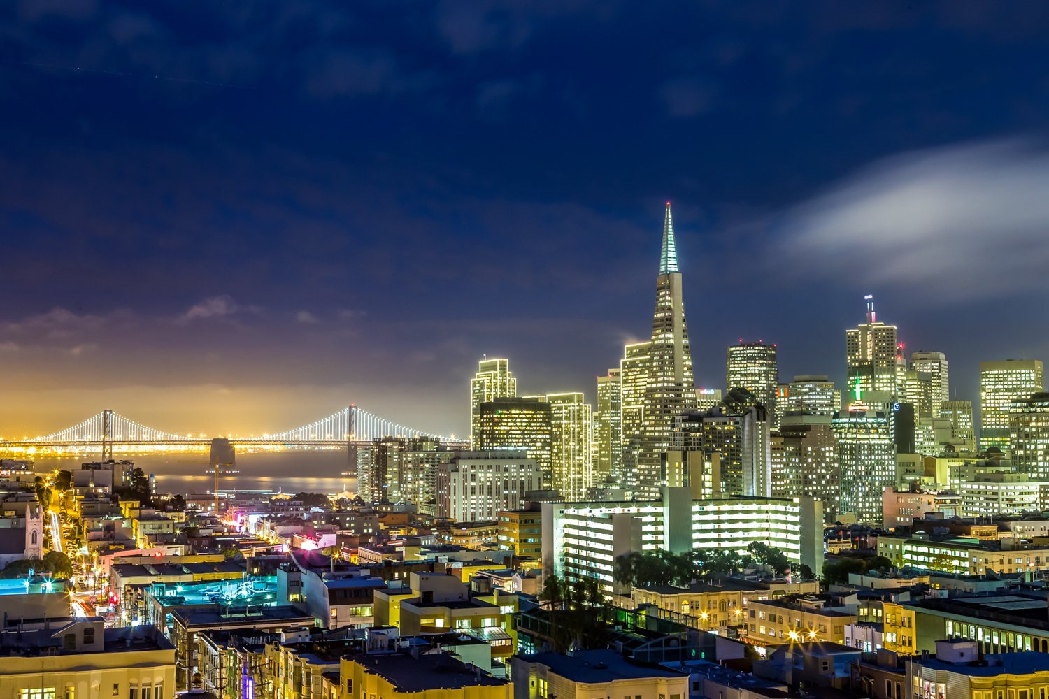 San Francisco Downtown Photo San Fran Skyline at Night Print - Etsy