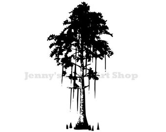 Cypress Tree Swamp Graphic Vector and PNG Instant Download - SVG and PNG files for digital download