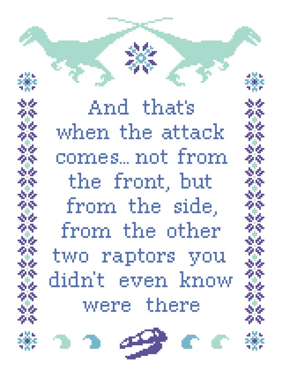 Raptors Cross Stitch Pattern - Dinosaur Cross Stitch - Jurassic Park Cross Stitch Pattern - Instant Download PDF Digital Pattern