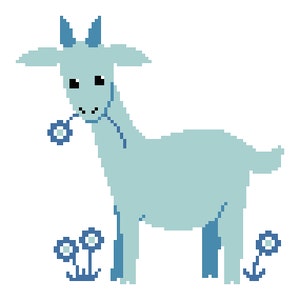Cross Stitch Pattern - Little Blue Goat - Instant Download PDF Pattern