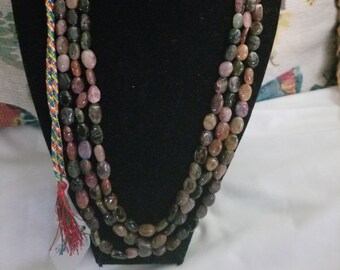 TOURMALINE Beaded Necklace, Earth Mined Natural Gemstone, Handcrafted Mined From Earth, 257 Carats, One of a Kind Handcrafted  Jewelry