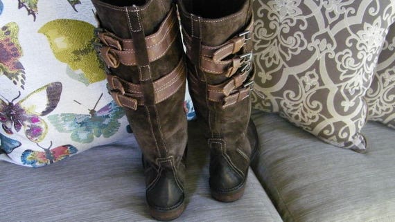 Biker Boots, Women's Distressed Moto Boots, Suede… - image 2