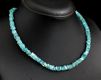 BLUE APATITE Beaded Necklace, Earth Mined Natural Gemstone, Handcrafted Mined From Earth, 149 Carats, One of a Kind Handcrafted  Jewelry