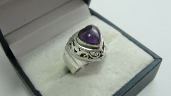 AMETHYST RING, Vintage Genuine 925 Sterling Silve… - image 3