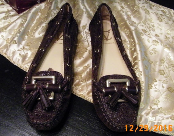 Vince Camuto Womens Designer Moccasins: Designer Shoes, Vince Camuto, 6B, Brown Leather Shoes, Moccasins