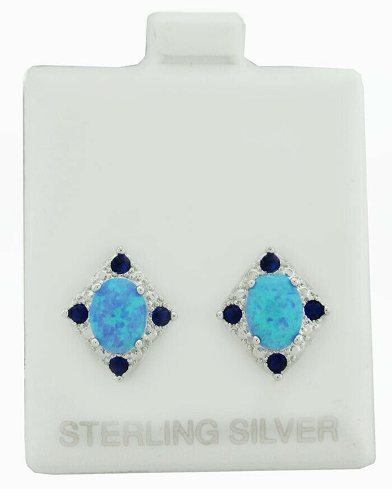 OPAL EARRINGS: Sterling Silver Opal Earrings, 925
