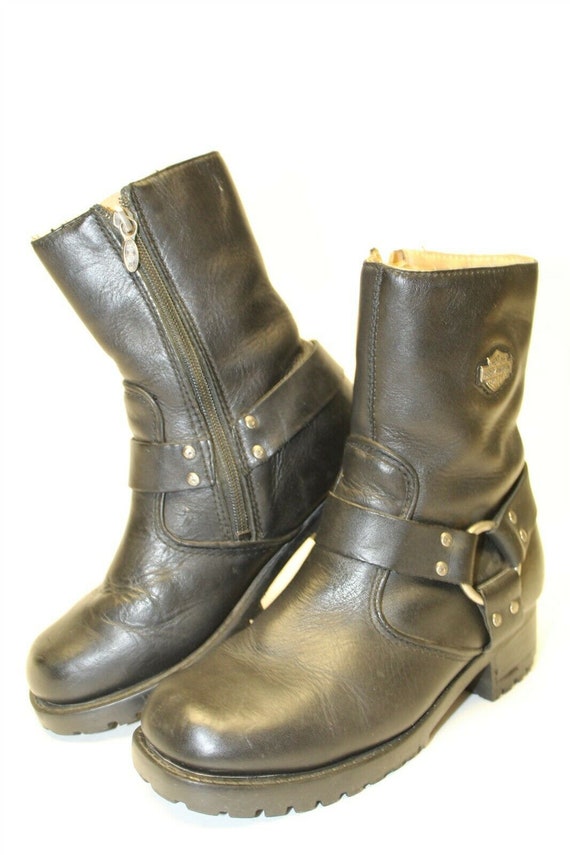 HARLEY DAVIDSON Leather Moto Boots, Size 6.50M Boo