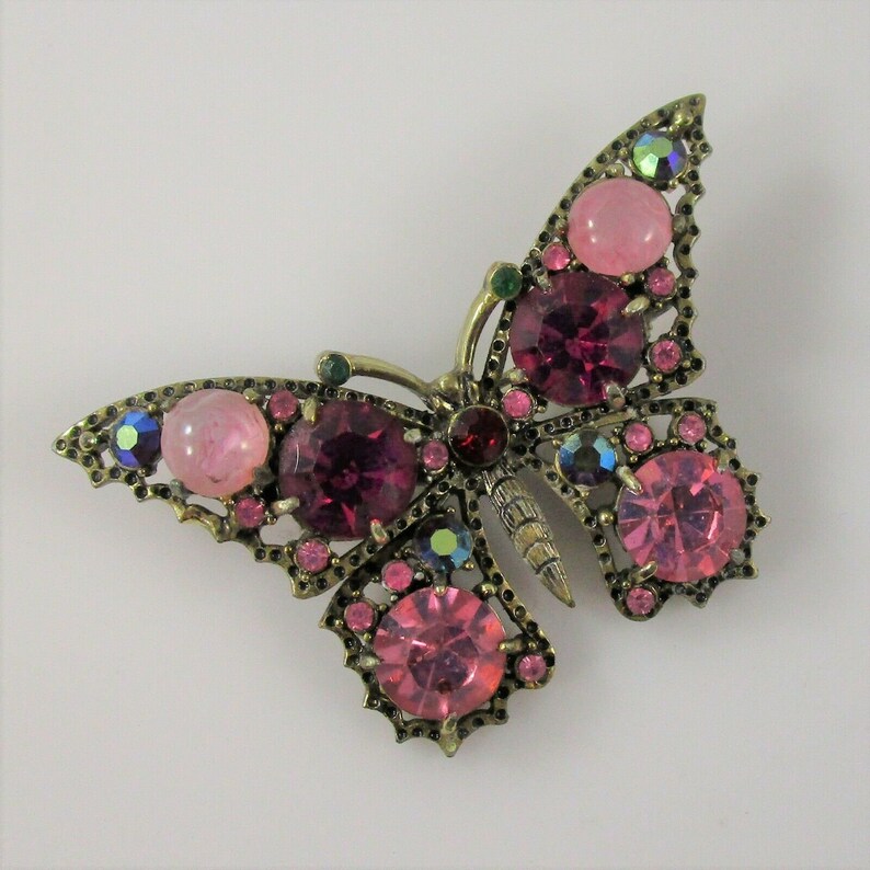 Rhinestones And Enamel Butterfly Brooch. Fancy Brooches For Women...