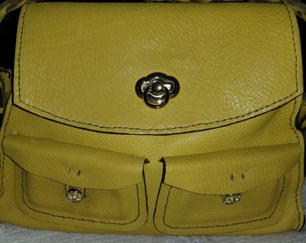 HANDMADE LEATHER HANDBAG: Yellow Leather Bag, Leather Crossbody Bag, Handmade Leather Saddle Bag, Handmade Leather Purse, Leather Handbags