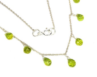 PERIDOT Briolette Necklace: 925 Sterling Silver Necklace, Briolette Necklace, Peridot and Sterling Silver Necklace