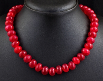 RUBY Genuine Beaded Necklace, Earth Mined Natural Gemstone, Handcrafted Genuine Ruby Necklace, Ruby 567 Carats 1 of a Kind Handcrafted Gems