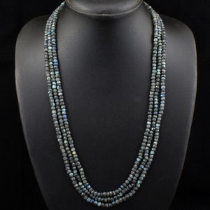 Collar de cuentas de labradorita, piedra preciosa natural extraída de la tierra, hecha a mano, 232 quilates, joyería artesanal única