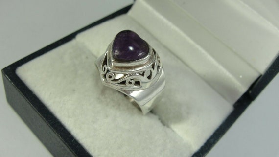 AMETHYST RING, Vintage Genuine 925 Sterling Silve… - image 2