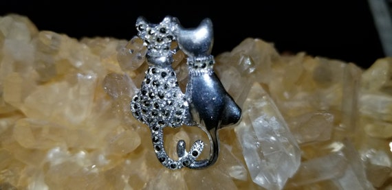 CAT BROOCH: Vintage Estate Marcasite and Sterling… - image 4