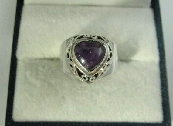 AMETHYST RING, Vintage Genuine 925 Sterling Silve… - image 1