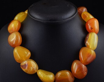 AGATE Beaded Necklace, Earth Mined Natural Gemstone, Handcrafted Mined From Earth, 1405 Carats, One of a Kind Handcrafted  Jewelry