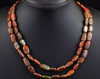 UNAKITE Beaded Necklace, Earth Mined Natural Gemstone, Handcrafted Mined From Earth, 276 Carats, One of a Kind Handcrafted  Jewelry