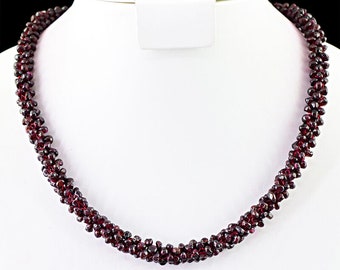 GARNET Beaded Necklace, Earth Mined Natural Gemstone, Handcrafted Mined From Earth, 430 Carats, One of a Kind Handcrafted  Jewelry