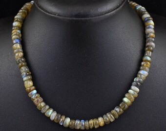 LABRADORITE Beaded Necklace, Earth Mined Natural Gemstone, Handcrafted Mined From Earth, 251 Carats, One of a Kind Handcrafted  Jewelry