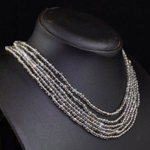 Collar de cuentas de cuarzo ahumado, piedra preciosa natural extraída de la tierra, hecha a mano, 197 quilates, joyería artesanal única