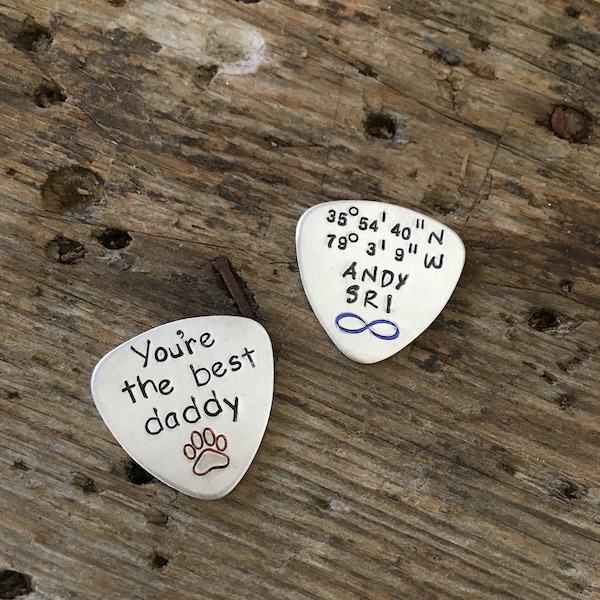 Personalized single Guitar Pick- Rock Star, music Gifts, Band Teacher, Unique hand Stamped Gifts, non tarnishing