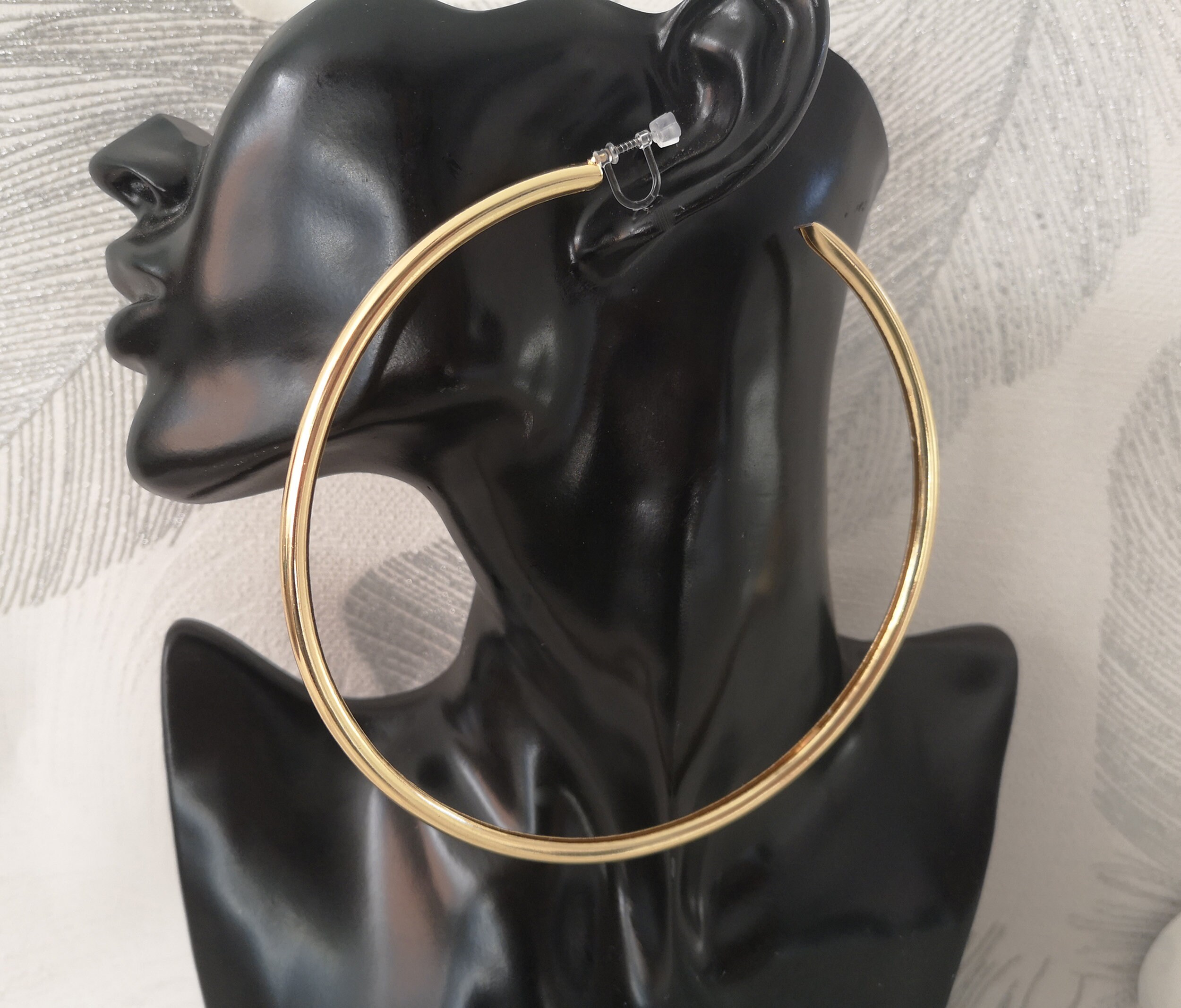 XXL CLIP ON chunky hollow tube earrings - 4.5" - 12cm - Huge - m…