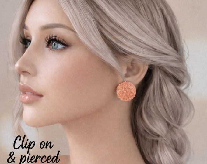 2 Pairs Textured Resin Disc Earrings, Druzy Style Statement Studs Clip On or Pierced