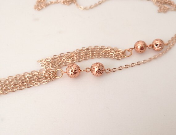 Stunning 30" long ROSE GOLD tone knotted lariat chain & tassel pendant necklace Stunning 30" long ROSE GOLD tone knotted lariat chain & tassel pendant necklace
