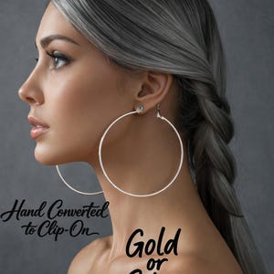 Grandi orecchini a cerchio con clip – Oro, argento e oro rosa da 3,1" – Cerchi leggeri e vistosi – Non forati