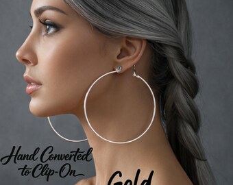 Orecchini A Clip Donna In Oro 14 Carati Con Zirconi – Ipoallergenici, Senza Foro, Modello Croissant