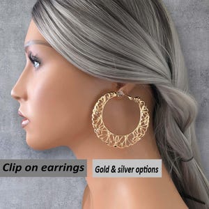CLIP ON-oorbellen, 2,5-inch lichtgewicht filigraan mode-oorbellen zonder gaatjes, goud- en zilveropties, clip-on oorbellen, oorclips