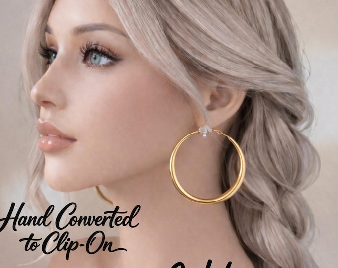 Clip On Hoop Earrings | 2.4" Stainless Steel, Non-Pierced