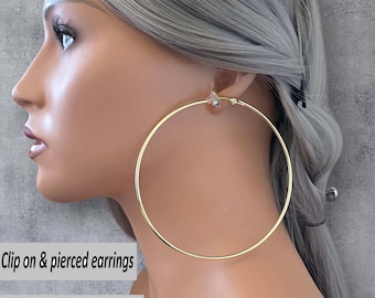 Extra grote clip-oorringen – 4 inch goud, zilver en roségoud