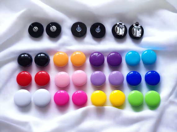 Plastic button earrings sale