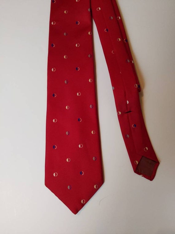 YSL red silk tie with circles, Red Yves Saint Lau… - image 4