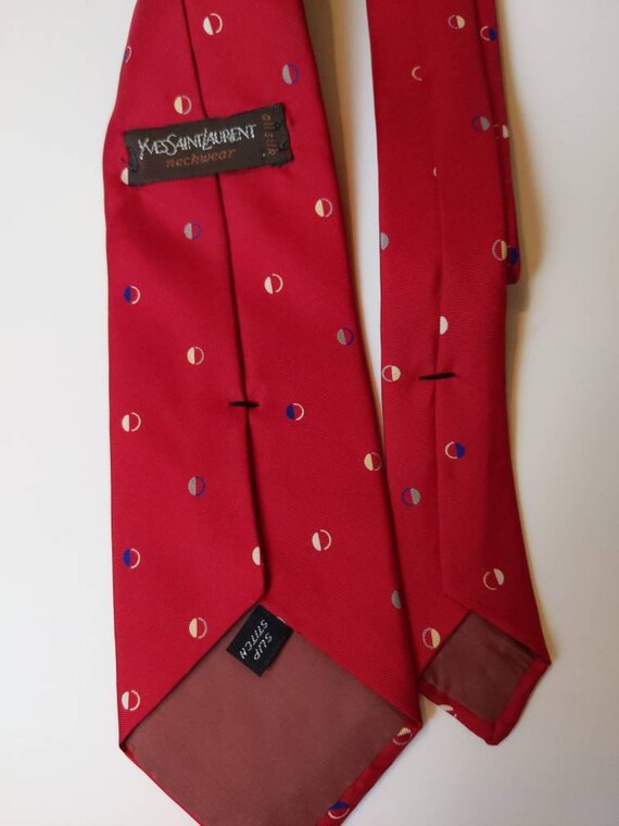 YSL red silk tie with circles, Red Yves Saint Lau… - image 3