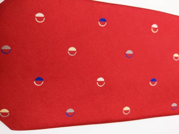 YSL red silk tie with circles, Red Yves Saint Lau… - image 1