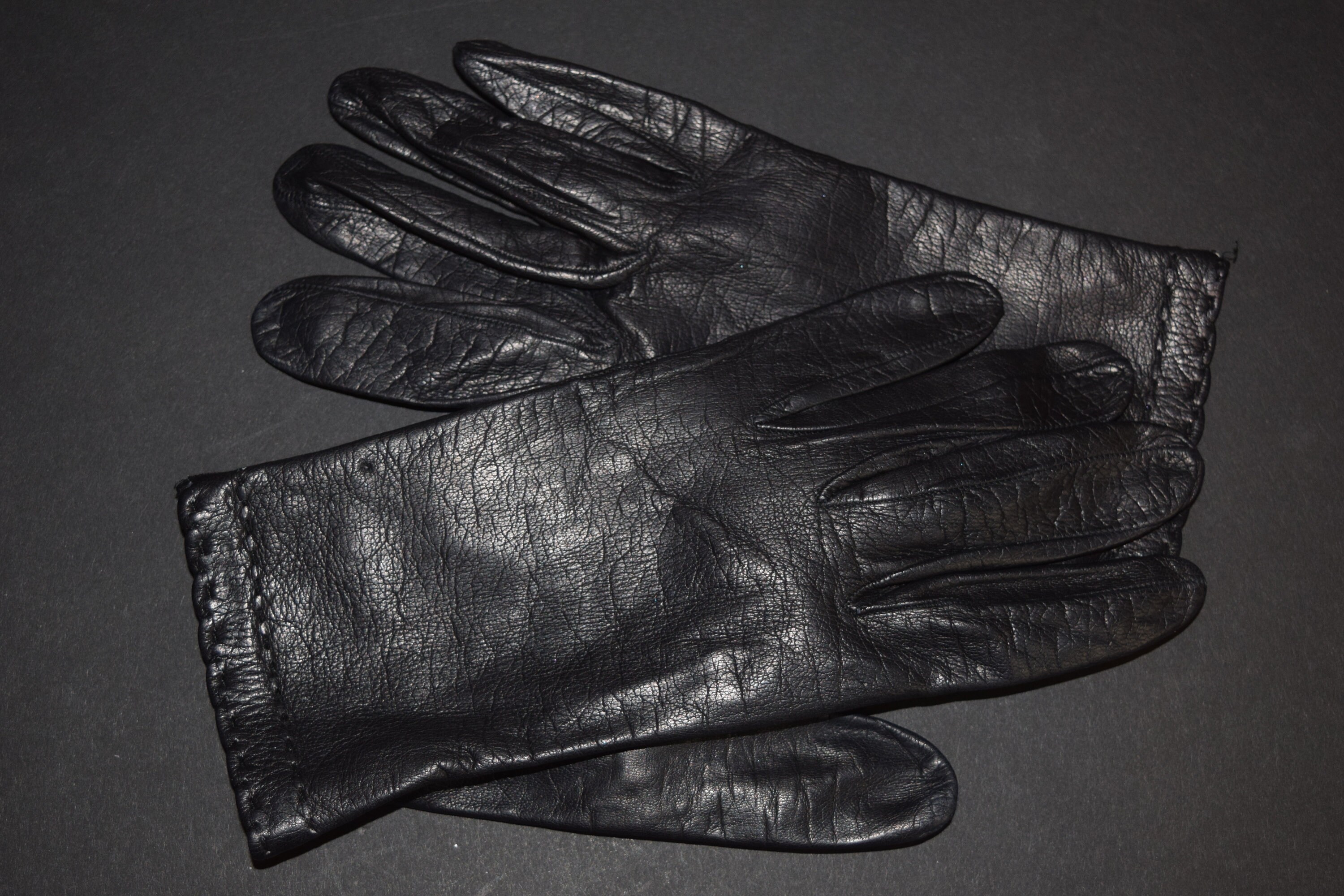 Vingage Leather Gloves, Black Kidskin Gloves, Size 7 Kidskin Gloves