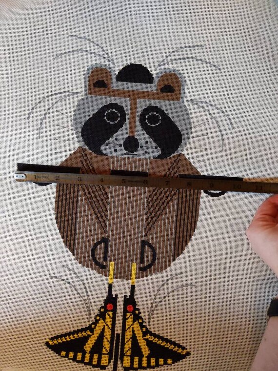 チャーリー・ハーパー　Charley Harper LARGE - Vintage Charley Harper Raccobat Needlepoint Canvas